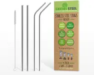 Product image of Greens Steel Reusable Pack of 2 Curved & 2 Wider/Straight Straws