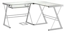 Product image of Walker Edison Ellis Modern Metal Glass Corner Computer Desk