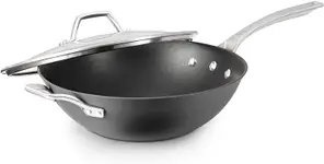 Product image of Calphalon Signature Hard-Anodized Nonstick 12-Inch Flat-Bottom Wok with Cover