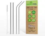 Product image of Greens Steel Reusable Pack of 2 Curved & 2 Wider/Straight Straws
