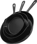 Product image of Utopia Kitchen 3-Piece Pre-Seasoned Cast Iron Skillet Set