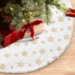 Product image of  White Plush Sequin Snowflake Christmas Tree Skirt
