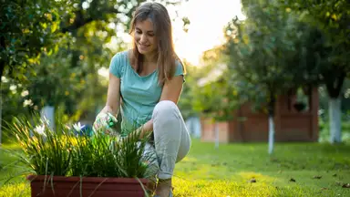 woman gardening outside