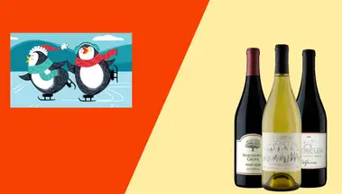 An Amazon gift card and bottles of wine.