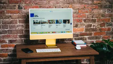Photo of Apple's M1 iMac all-in-one desktop computer.