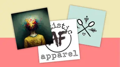 Three business logos from Etsy shops ClofiArt, Autistic AF and Spoonie Sister Shop.