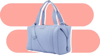 A lavender Dagne Dover Langdon Carryall weekender bag