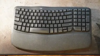 Top down shot of the Logitech Wave Keyboard.