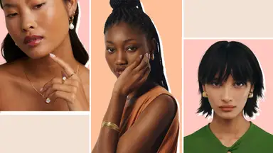 Collage of three women wearing jewelry from the best places to shop for jewelry online