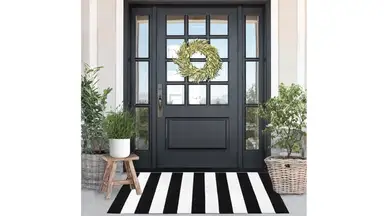 Black and White Striped Rug