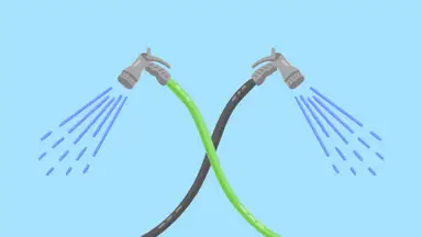 Two garden hoses crossed
