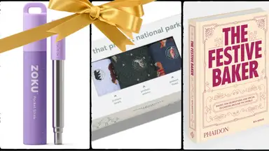 Three of our favorite under $50 gifts: A straw, socks, and a cookbook
