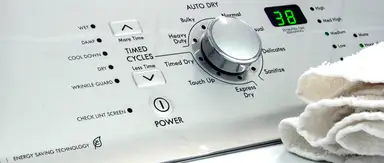 The control panel of the Kenmore 68102 dryer with towels