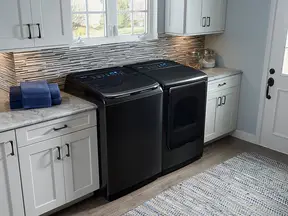 The DVE54M8750V and its stylish companion, the WA54M8750AV top-load washer