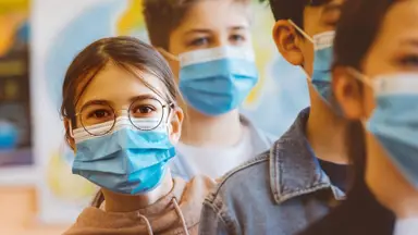 Students wearing face masks