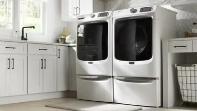 Photo of Maytag MHW5630HW washer next to matching dryer