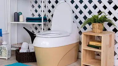 Poo Pod composting toilet in bathroom