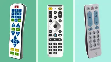 Continuus Remote, Xfinity Voice Remote, and GE Universal Remote in a side-by-side image