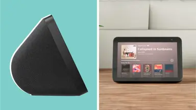 Front of the Echo Show 8 and the side.