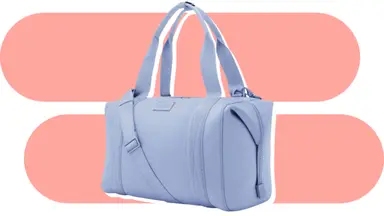 A lavender Dagne Dover Langdon Carryall weekender bag