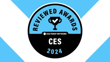 Reviewed Awards: CES 2024 badge on a blue and white background