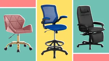 Photo collage three different office chairs for those with ADHD.
