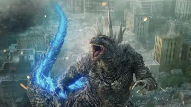 A screenshot from the movie "Godzilla Minus One."