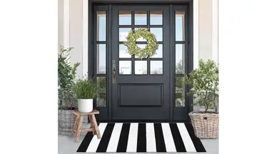 Black and White Striped Rug