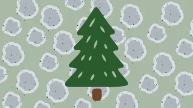 A Christmas tree with a mold background