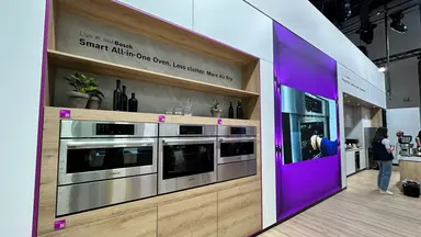 The Bosch booth on the CES 2026 show floor at the Las Vegas Convention Center