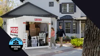 Reviewed's Readers' Choice Award nominee badge over an image of a portable storage container