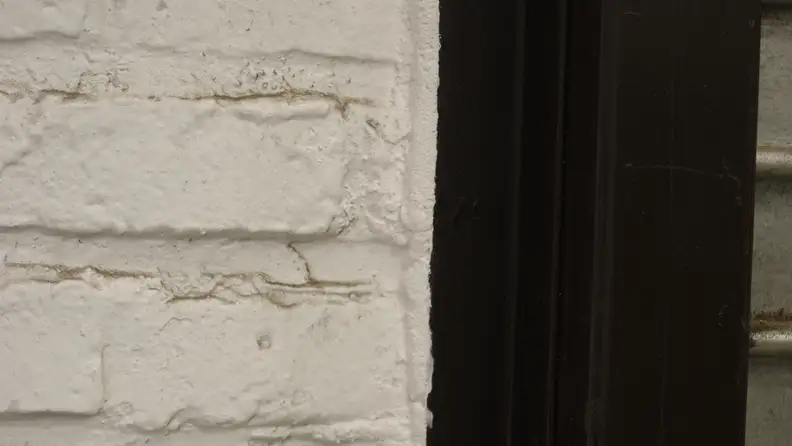 This gap in the wall has been insulated with spray foam.