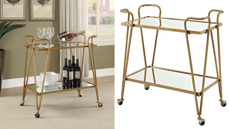 Gold Mid-Century Bar Cart