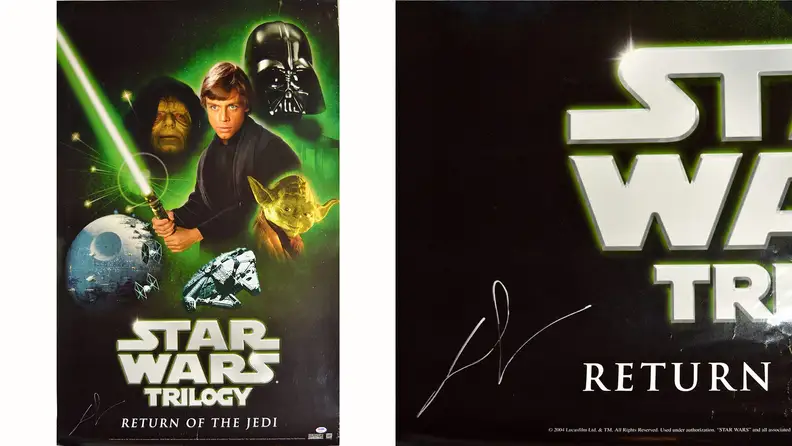 An autographed Star Wars poster available on Amazon