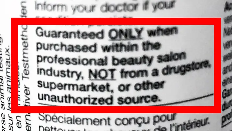 Counterfeit label shampoo