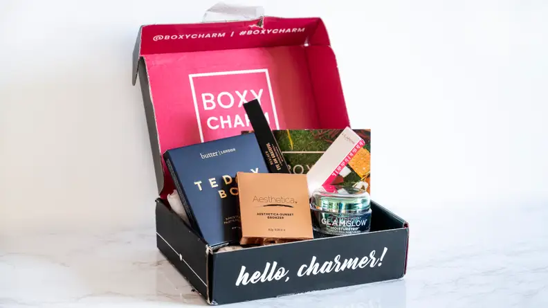 A photo of the Boxycharm subscription box.