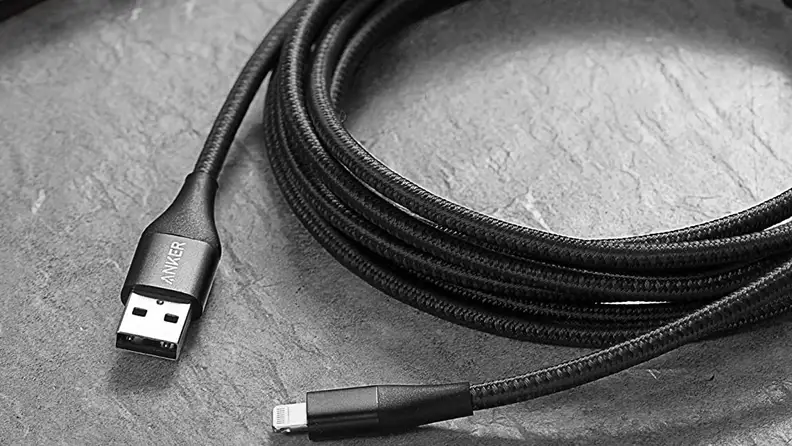 Anker charging cable on a table
