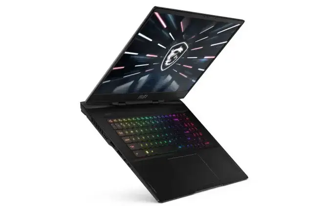 A side view of an open laptop