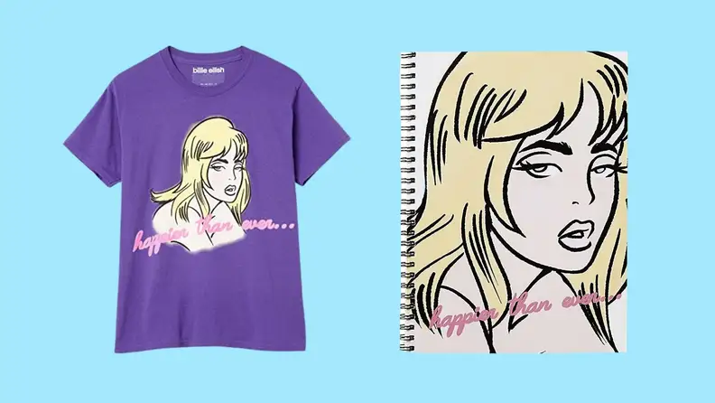 billie eillish t shirt and notebook