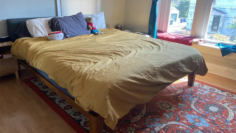 The Beddley Easy-Change Duvet Cover on a bed.