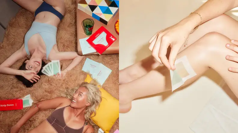 Two women laying on the floor with products from MyHare next to them.