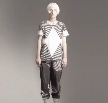 This accelerated video shows the transition of the clothing when exposed to UV light.