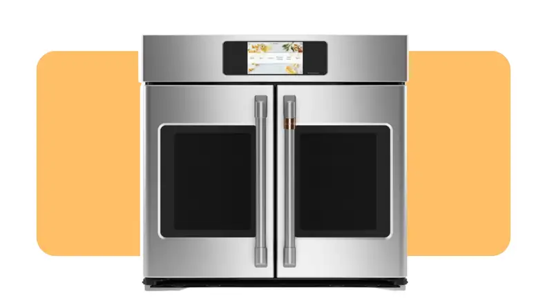 A Cafe oven on an orange background.