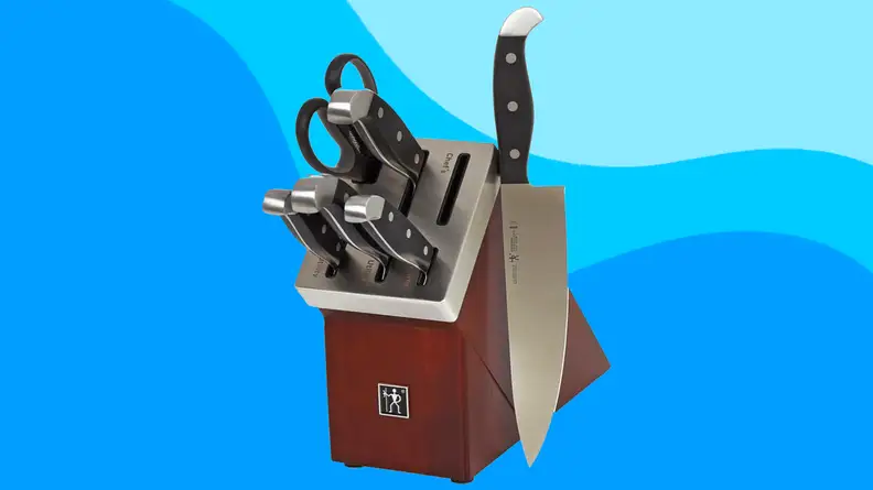 Zwilling knives on a blue background