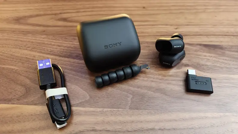 A pair of wireless buds in a case