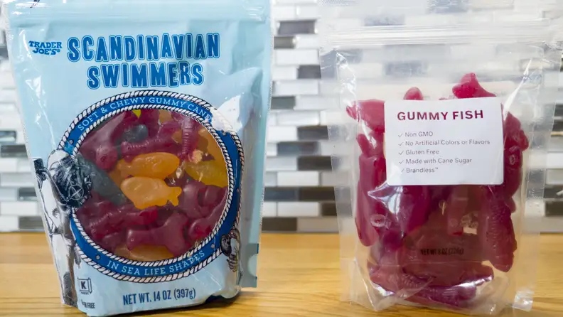 Brandless Gummy Fish and Trader Joe's' Scandinavian Swimmers