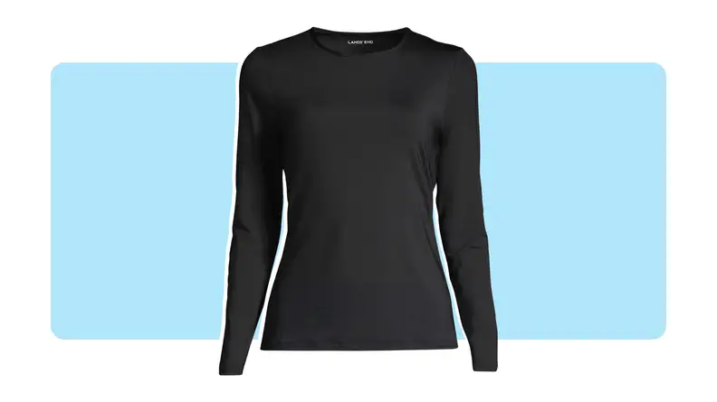A black rash guard with long sleeves.