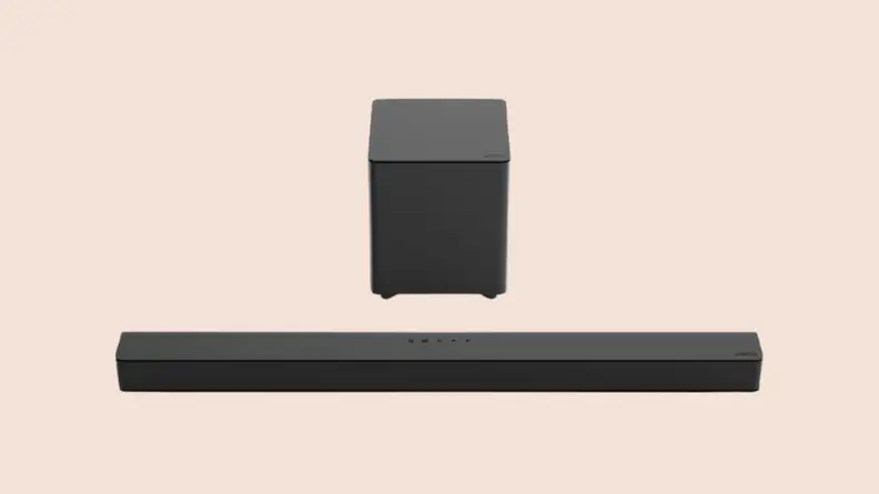 Soundbar against beige background