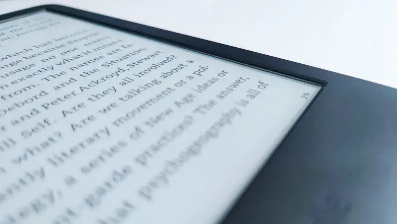 A close up of a 2022 Amazon Kindle's raised bezels.