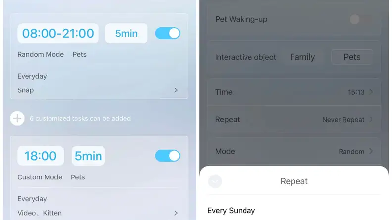 Screenshot of the Enabot app